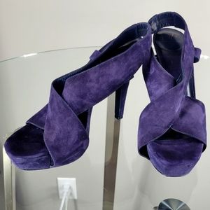 Blue Suede Platform Sandal